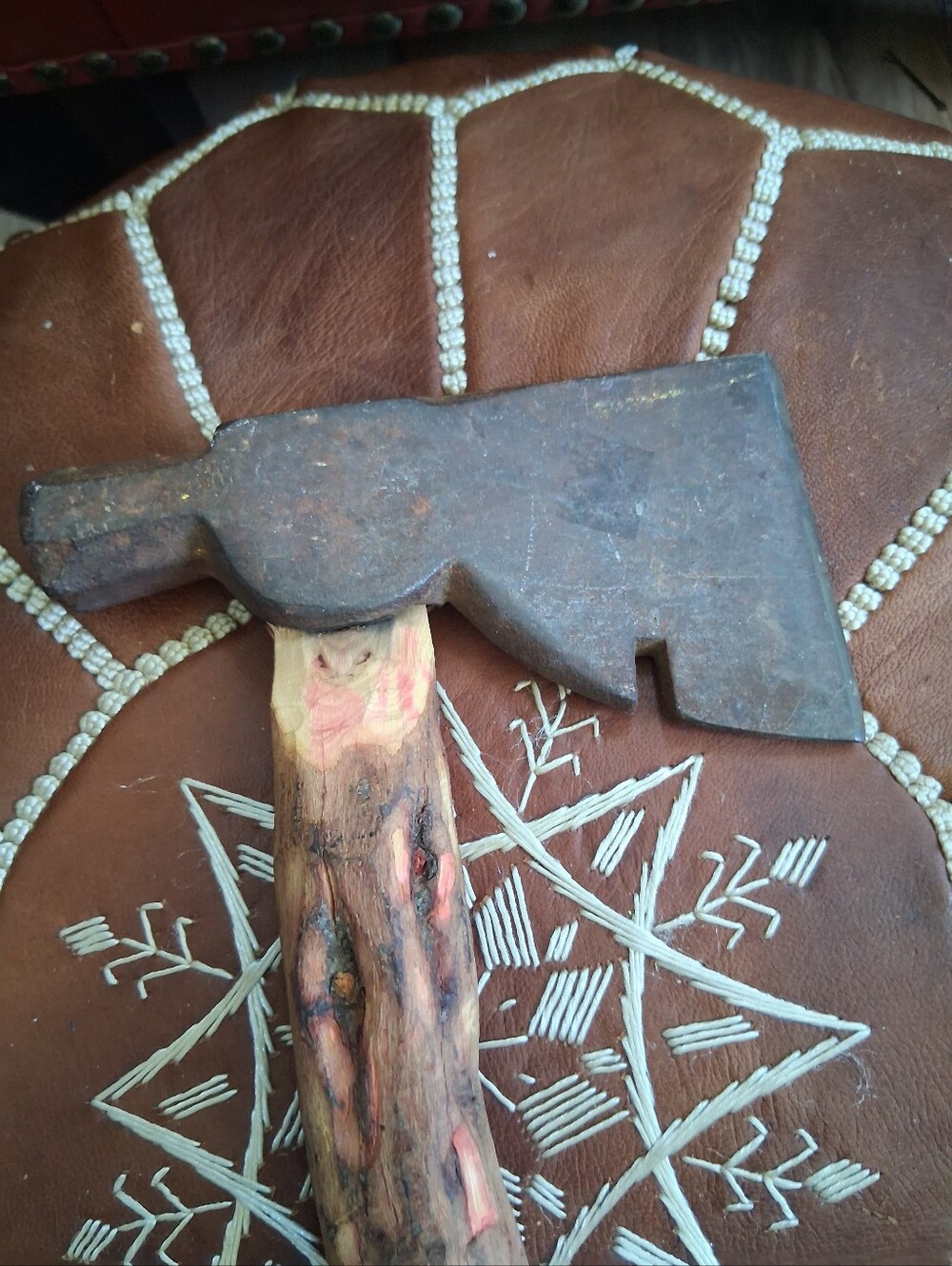 Handcrafted Brown Wood-Handled Tomahawk Hatchet